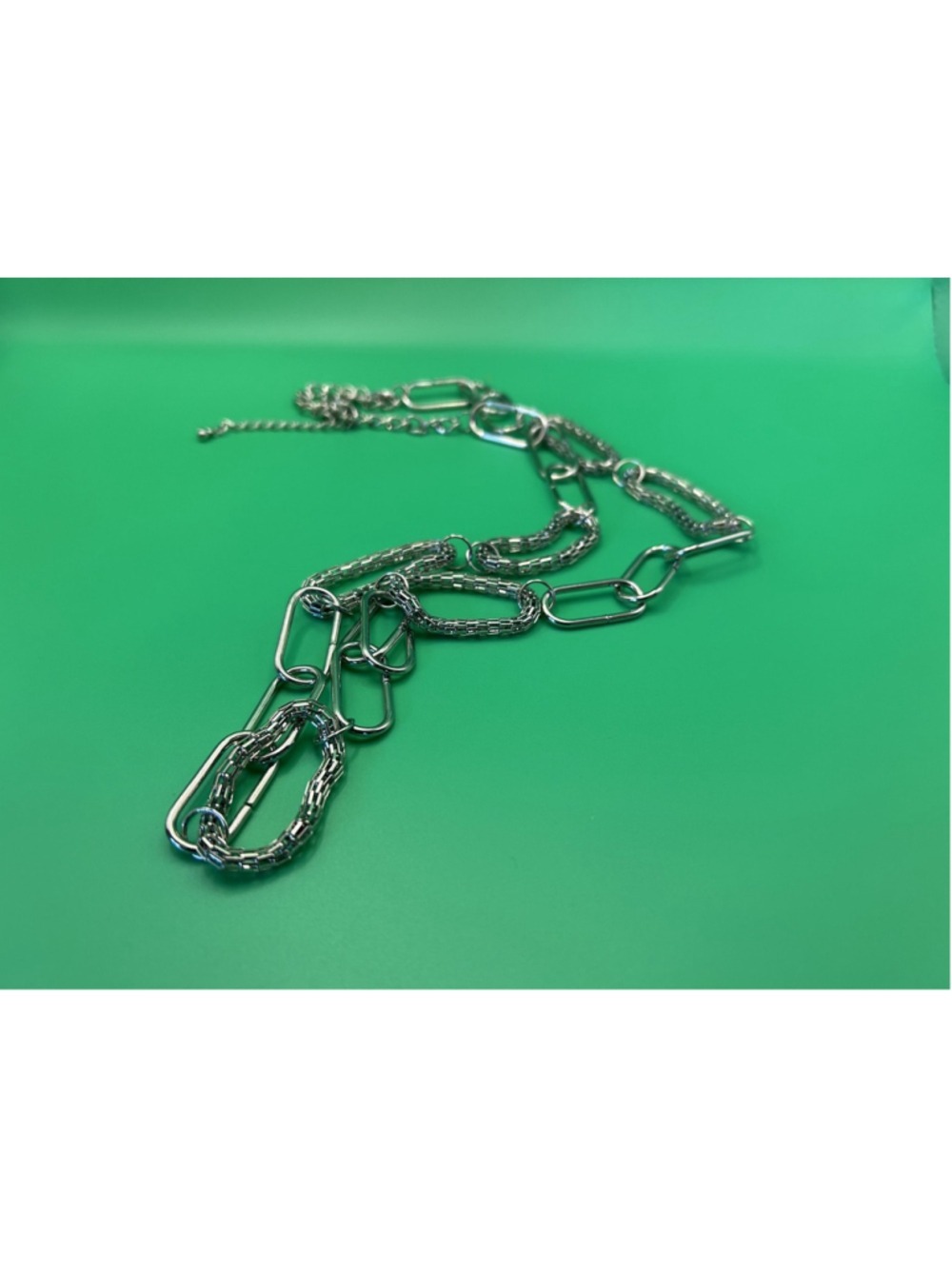 Necklace Silver Tone Large Oval Link Chain Statement Lobster Clasp 22 In Womens - Picture 2 of 2